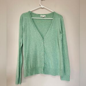 Forever 21 Heather Green V Neck Cardigan Button Up Sweater Medium